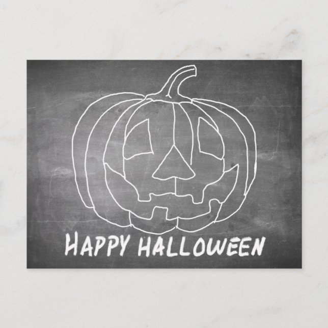 Pumpkin for Halloween 1 chalkboard look Holiday Postcard (Front)