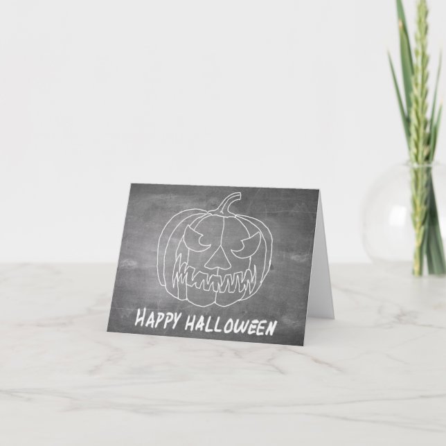 Pumpkin for Halloween 2 chalkboard look Card (Front)
