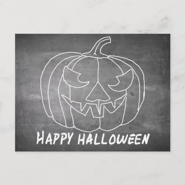 Pumpkin for Halloween 3 chalkboard look Holiday Postcard (Front)