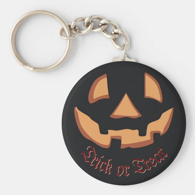 Pumpkin for Halloween in Black Keychain (Front)