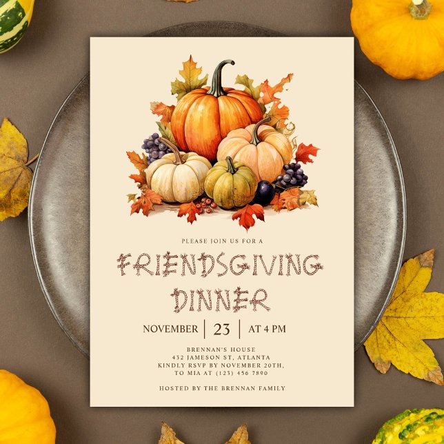 Pumpkin Friendsgiving Dinner Invitation (Pumpkin Friendsgiving Dinner Invitation)