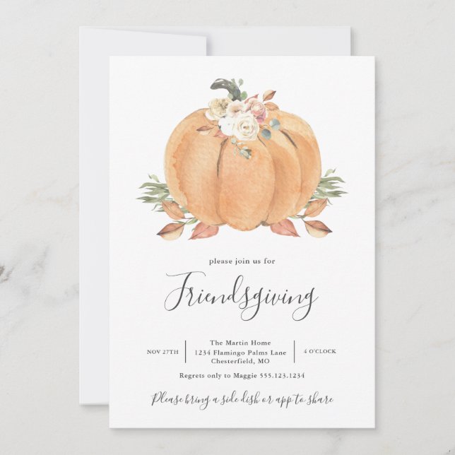 Pumpkin Friendsgiving Dinner Invitation (Front)