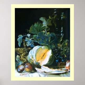 PUMPKIN ,FRUITS AND GLASSWARE POSTER