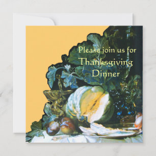 PUMPKIN ,FRUITS AND GLASSWARE Thanksgiving Dinner Invitation