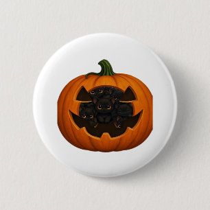 Pumpkin Full of Kittens - Cute Black Cat Halloween 6 Cm Round Badge