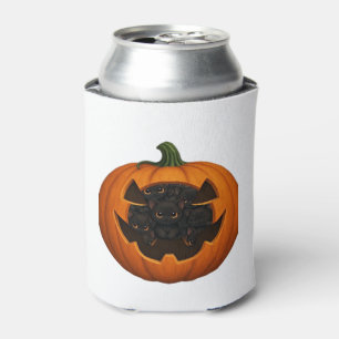 Pumpkin Full of Kittens - Cute Black Cat Halloween Can Cooler