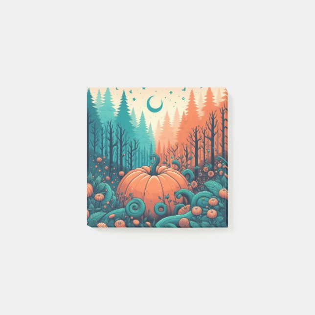 Pumpkin Fun Autumn Thanksgiving Orange Fall Leaves Post-it Notes (Front)