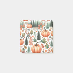 Pumpkin Fun Autumn Thanksgiving Orange Fall Leaves Post-it Notes