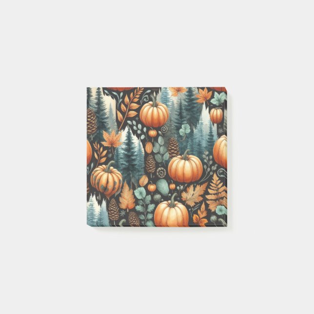 Pumpkin Fun Autumn Thanksgiving Orange Fall Leaves Post-it Notes (Front)