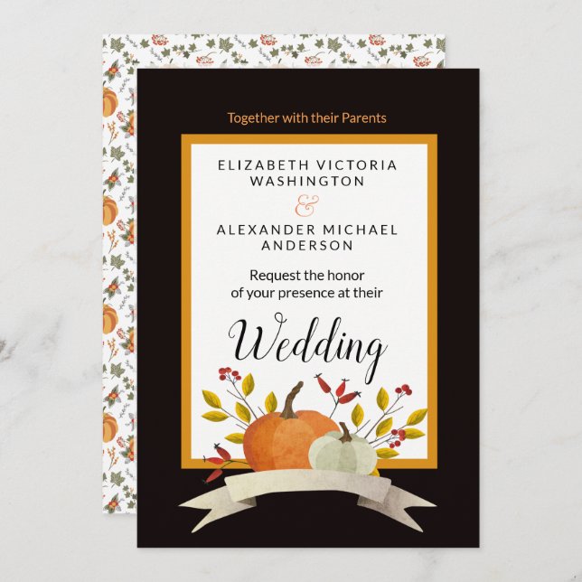 Pumpkin Fun/Thanksgiving Theme Wedding/ Invitation (Front/Back)