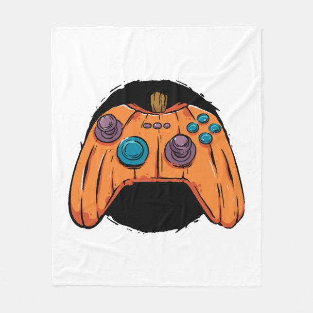 PUMPKIN GAMEPAD HALLOWEEN GAMING FLEECE BLANKET (Front)