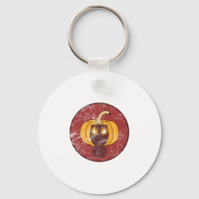 Pumpkin gas mask Halloween design Key Ring (Front)
