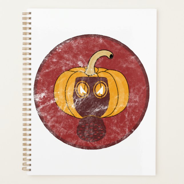 Pumpkin gas mask Halloween design Planner (Front)