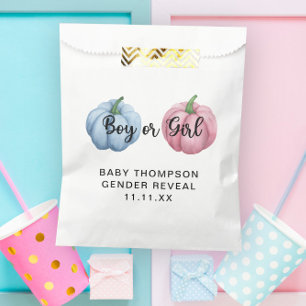 Pumpkin gender reveal favour bags