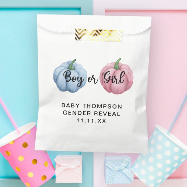 Pumpkin gender reveal favour bags (Creator Uploaded)