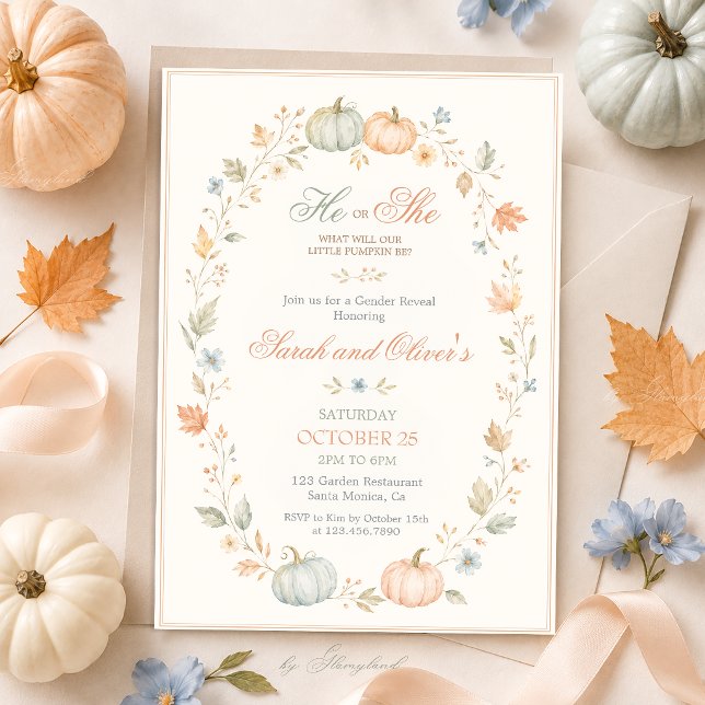 Pumpkin Gender Reveal Invitation (Creator Uploaded)