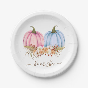 Pumpkin Gender Reveal Invitation, Fall Gender Paper Plate