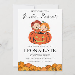 pumpkin gender reveal invitations