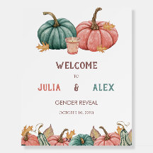 Pumpkin Gender Reveal Welcome Sign Foam Boards