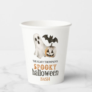 Pumpkin Ghost Bat Name Spooky Halloween Bash Paper Cups