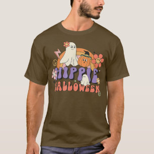 Pumpkin Ghost Boo 60s 70s Hippie Halloween Groovy  T-Shirt