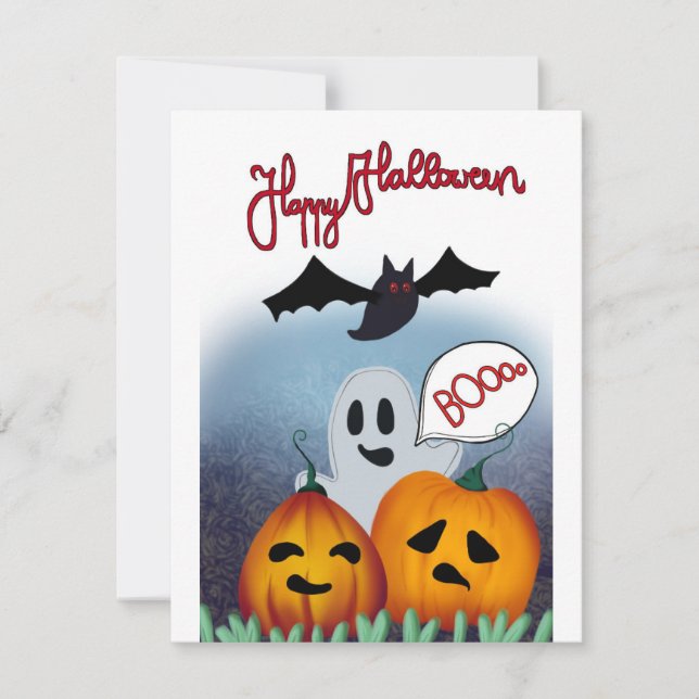 Pumpkin Ghost Boo Halloween Card (Front)