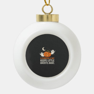 Pumpkin Ghost Halloween Quote Design_1 Ceramic Ball Christmas Ornament