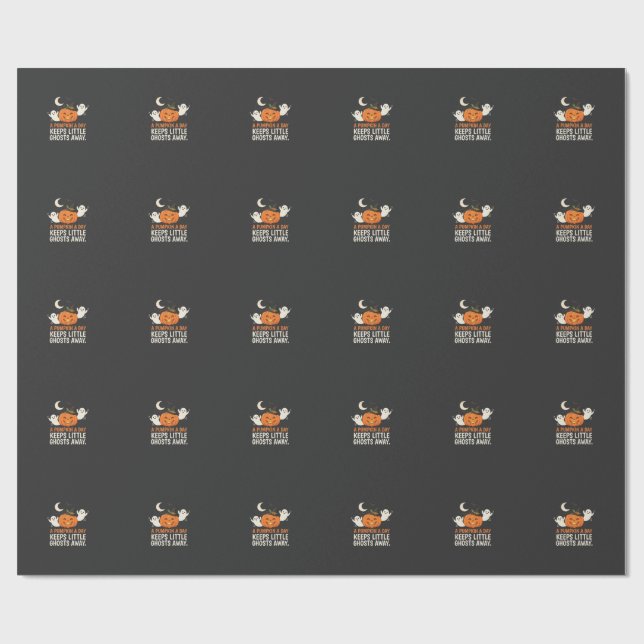 Pumpkin Ghost Halloween Quote Design_1 Wrapping Paper (Flat)