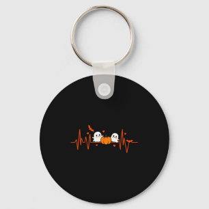 Pumpkin Ghost Heartbeat Ekg Halloween Ecg Tech Car Key Ring