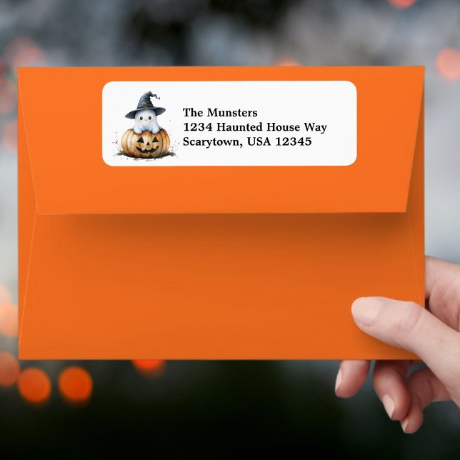 Pumpkin Ghost in Witch's Hat Watercolor Halloween (Creator Uploaded)