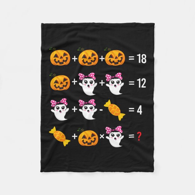 Pumpkin Ghost Mathematics Mathematics Halloween Cu Fleece Blanket (Front)