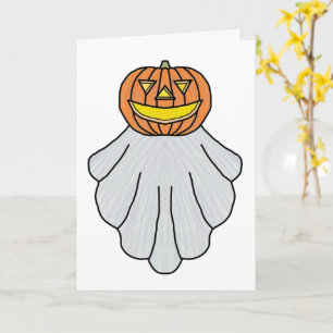 Pumpkin Ghost (single white) - Greeting Card