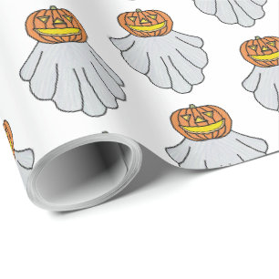 Pumpkin Ghost (white) - Wrapping Paper