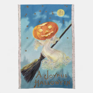 Pumpkin Ghost Witch Tea Towel