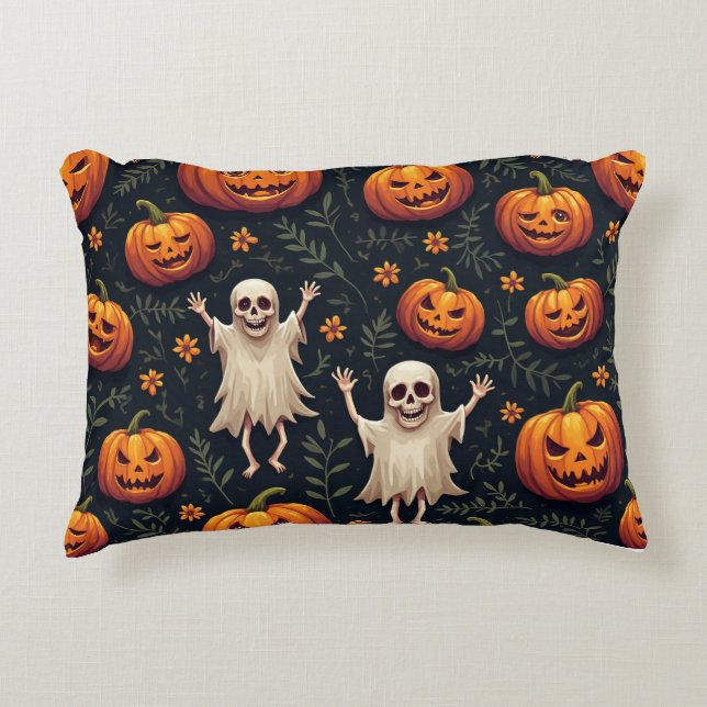 Pumpkin Ghosts for Halloween Decorative Cushion (Front)
