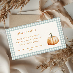 Pumpkin Gingham Fall Baby Shower Diaper Raffle Enclosure Card