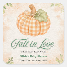 Pumpkin Gingham Fall in Love Baby Shower 