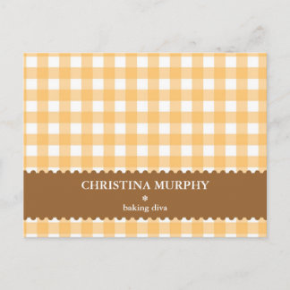 Pumpkin gingham lined custom name recipe card