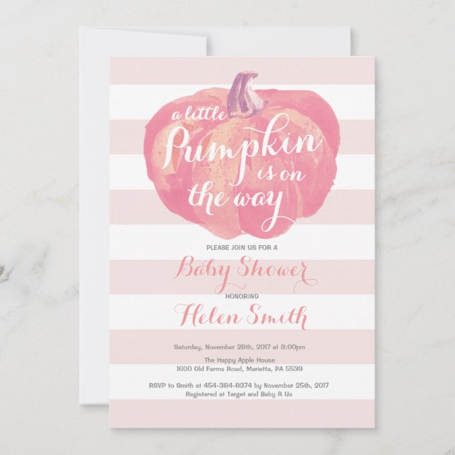 Pumpkin Girl Baby Shower Invitation (Front)