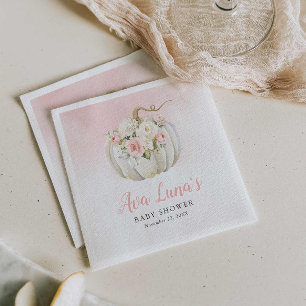 Pumpkin Girl Baby Shower Personalised Napkins