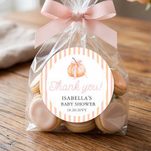 Pumpkin Girl Baby Shower Thank You Classic Round Sticker