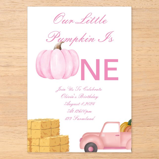 Pumpkin girl birthday invitation (Front)