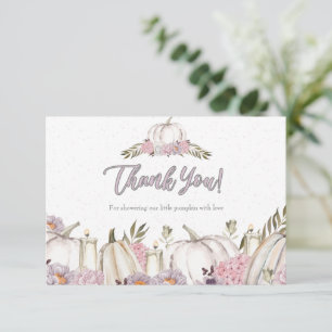 Pumpkin Girl Blush Pink Baby Shower Thank You Card