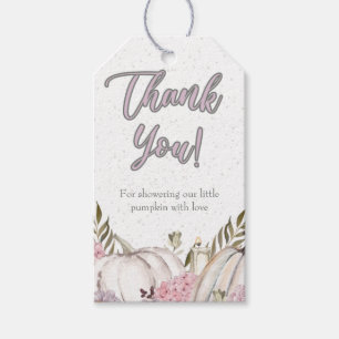 Pumpkin Girl Blush Pink Baby Shower Thank You Tag