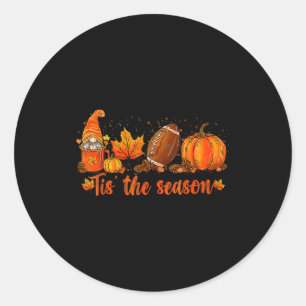 Pumpkin Gnome Football Tis The Season Fall Thanksg Classic Round Sticker