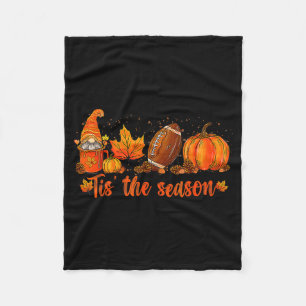 Pumpkin Gnome Football Tis The Season Fall Thanksg Fleece Blanket