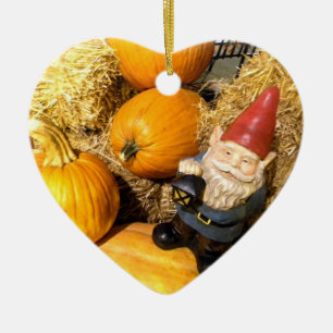 Pumpkin Gnome II Ceramic Tree Decoration