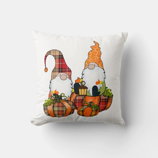 Pumpkin Gnomes Fall Autumn Cute Halloween Cushion (Front)
