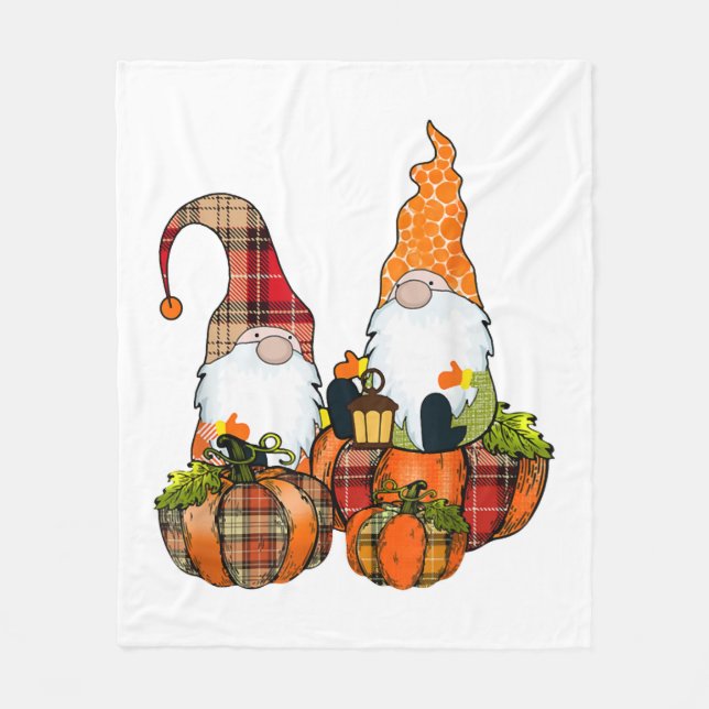Pumpkin Gnomes Fall Autumn Cute Halloween Fleece Blanket (Front)