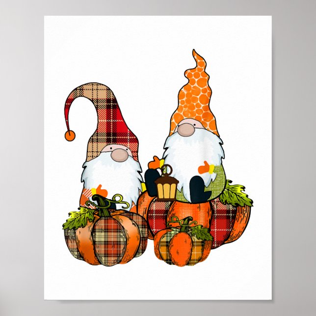 Pumpkin Gnomes Fall Autumn Cute Halloween Poster (Front)